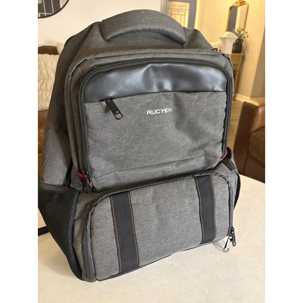 Rucyen Laptop Lunch Backpack Charcoal Gray Commuter Travel Bag Multiple Pockets